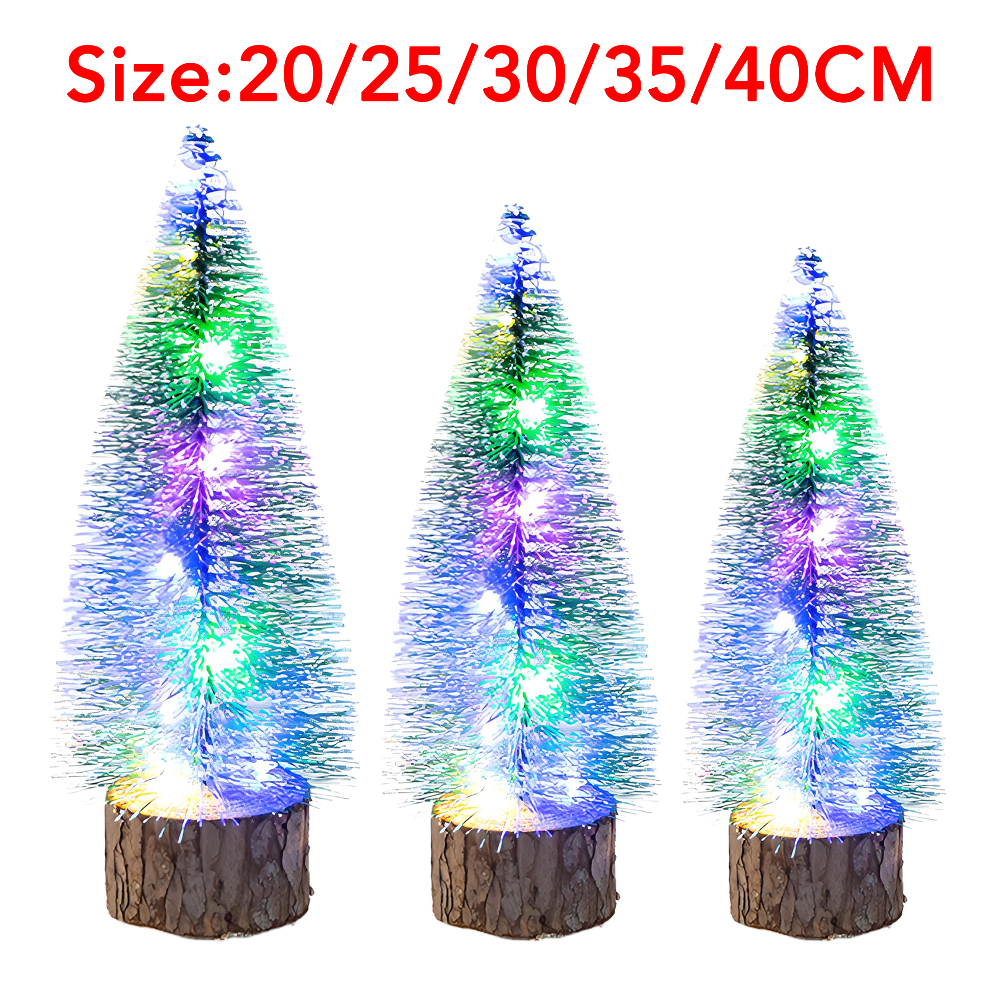 Mini LED Lit Artificial Christmas Tree with Log Base