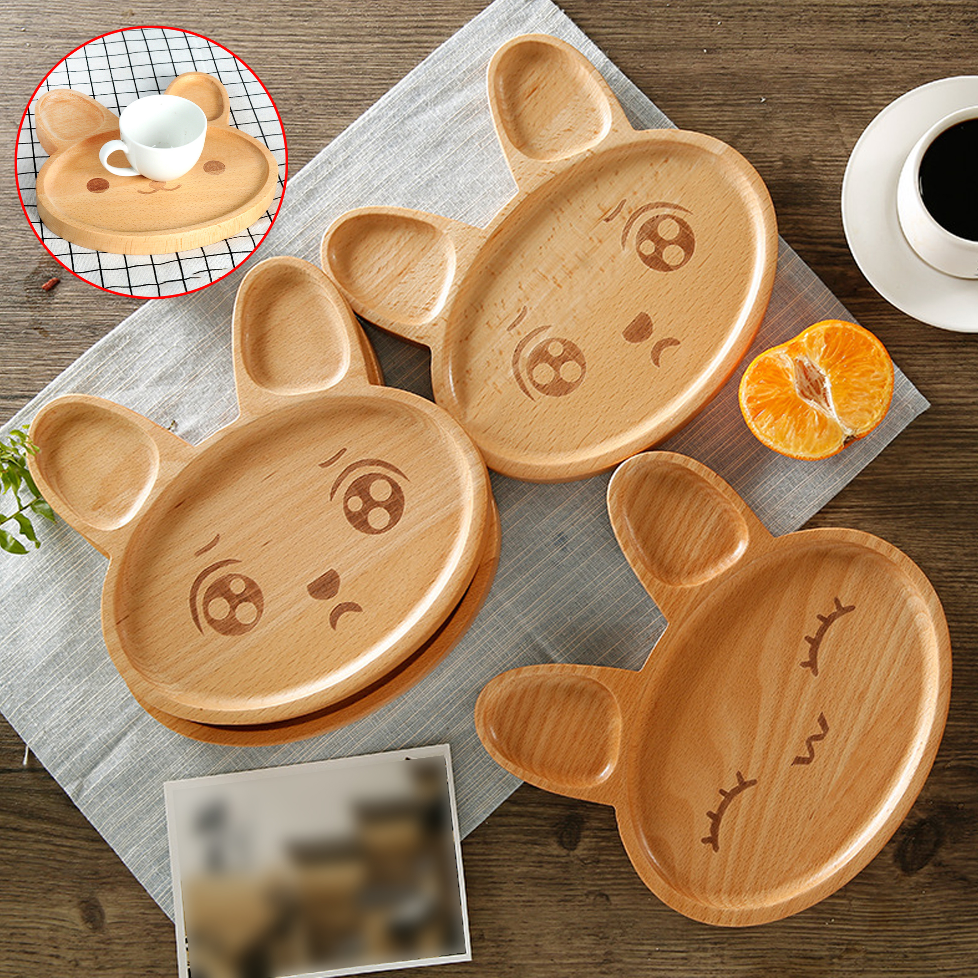 Wooden Bunny Shaped Serving Tray