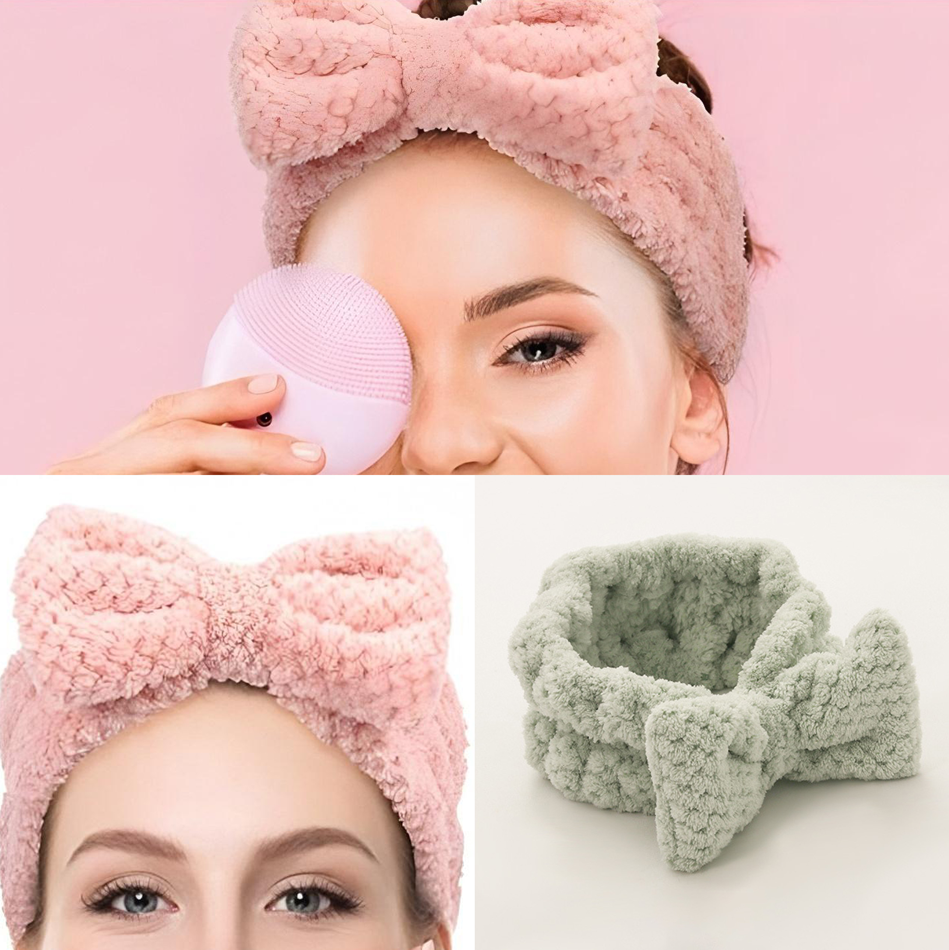 Soft Fuzzy Pink Bow Headband