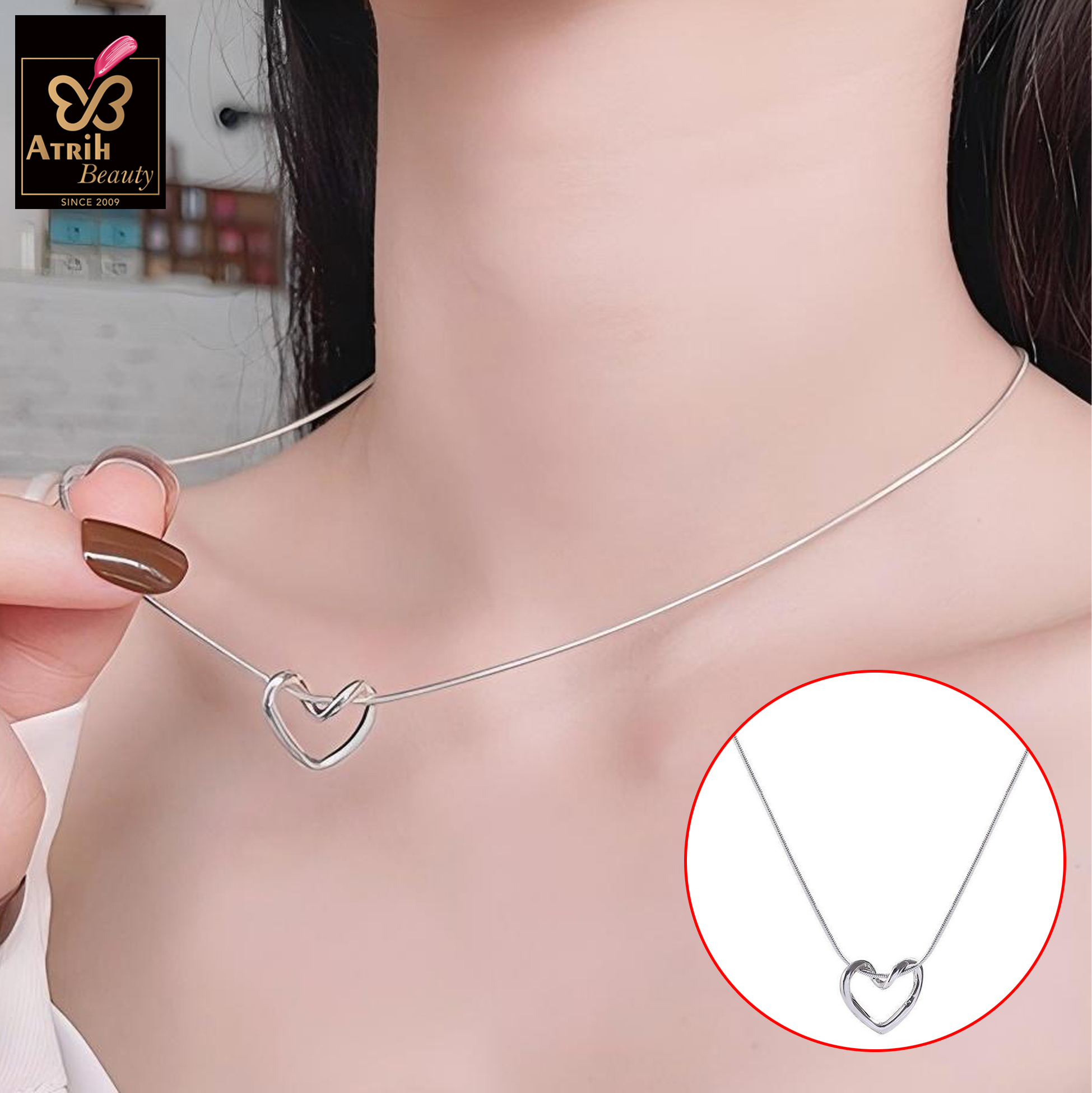 Sterling Silver Heart Shaped Pendant Necklace