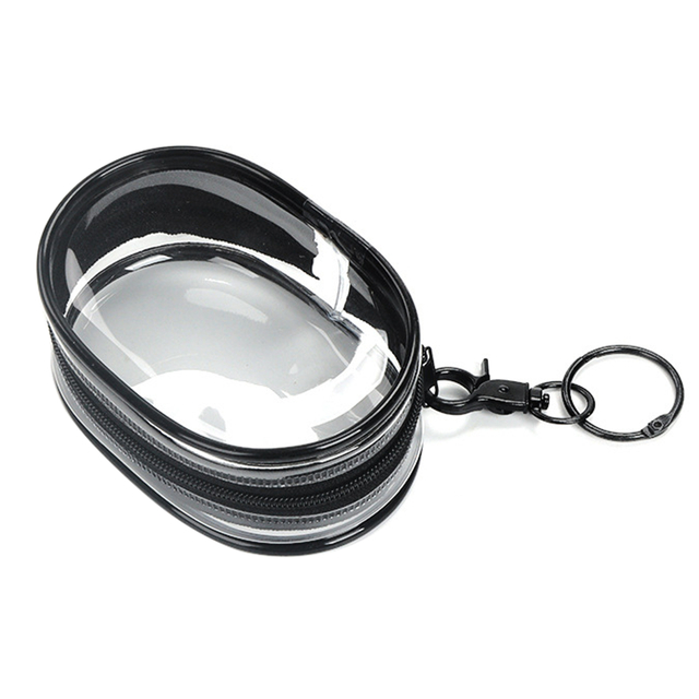 Transparent Oval-Shaped Zippered Keychain Pouch
