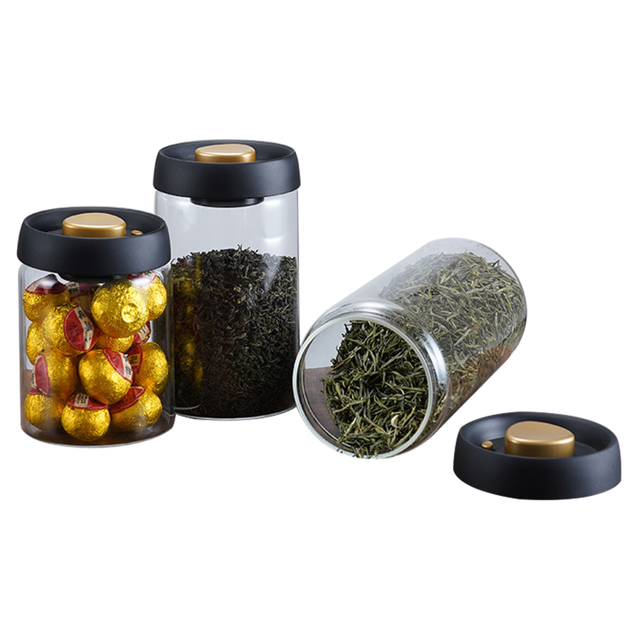 Airtight Bamboo Lid Glass Storage Jars for Home Use