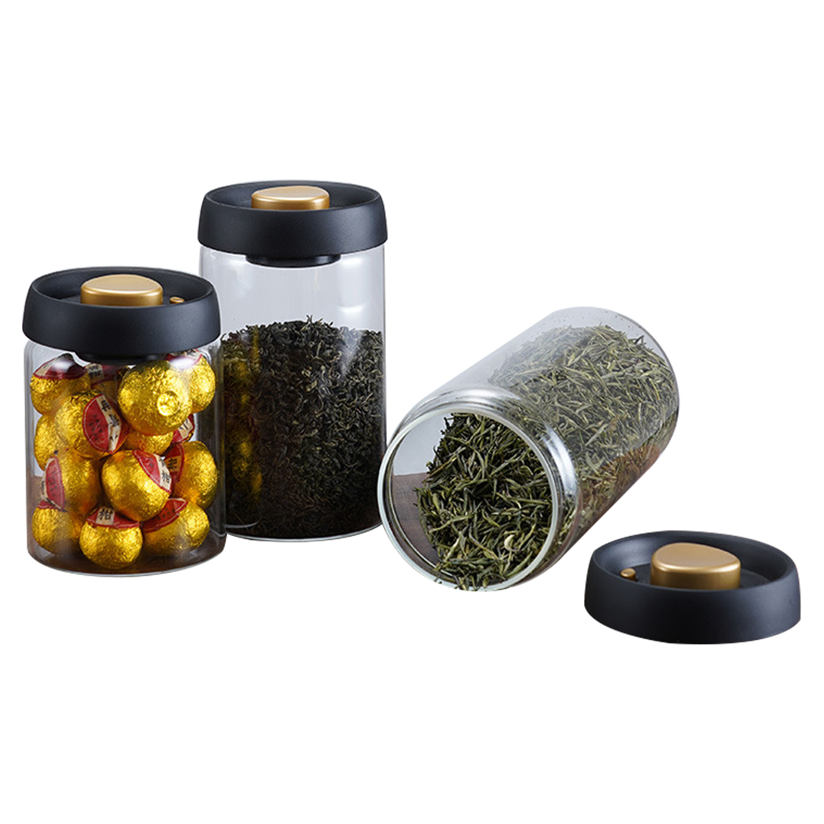 Airtight Bamboo Lid Glass Storage Jars for Home Use