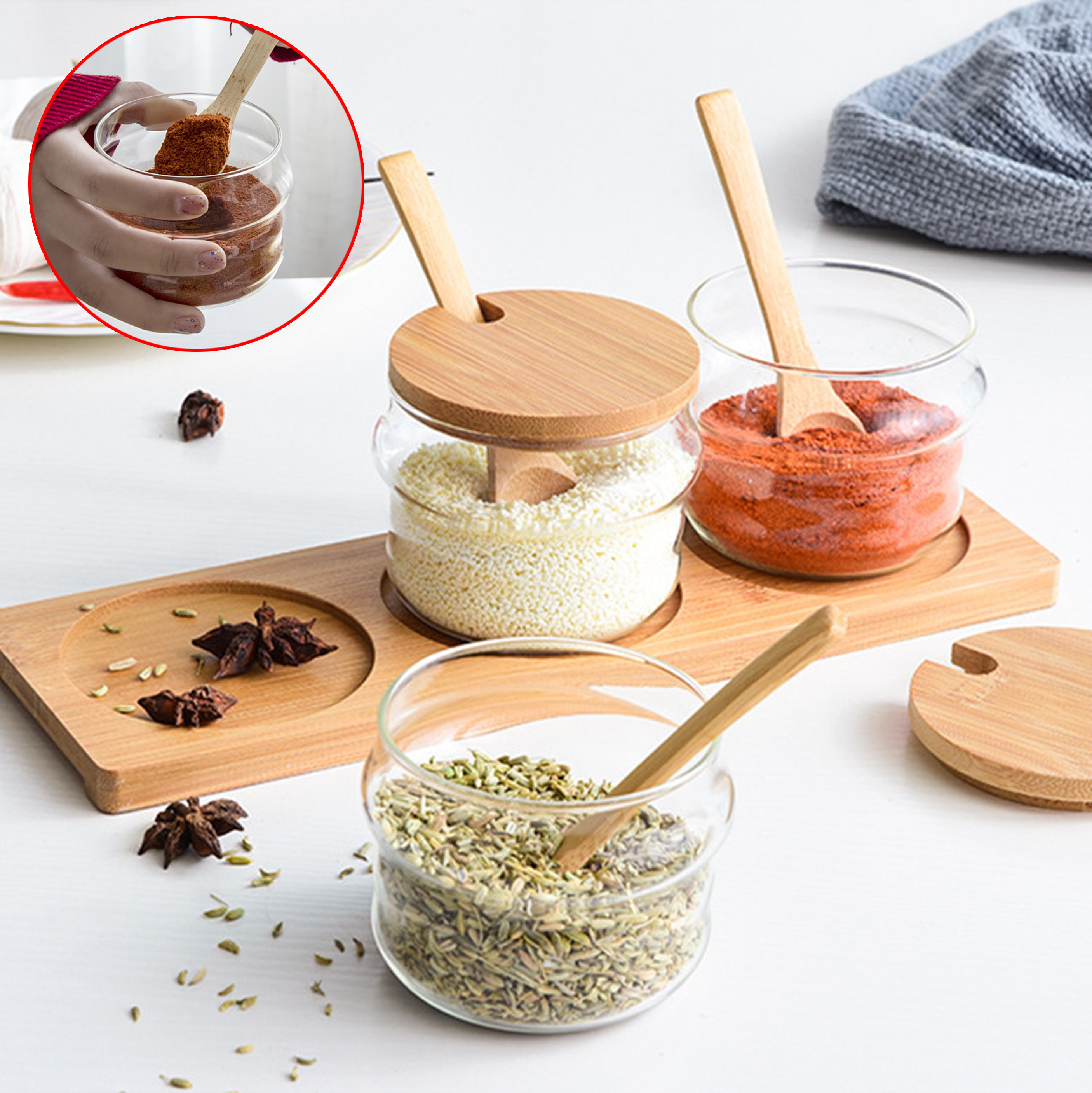 Kitchen 3-Piece Seasoning Containers