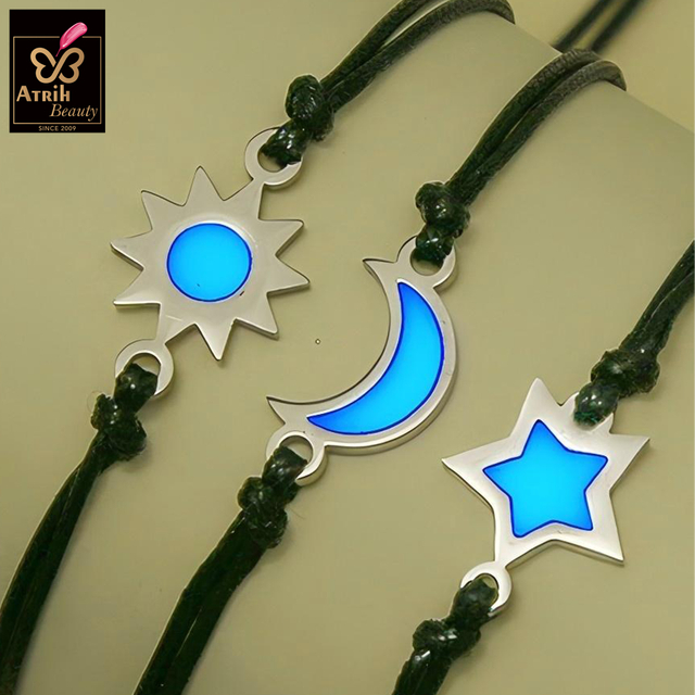 Adjustable Black Cord Bracelet with Celestial Symbol Charm