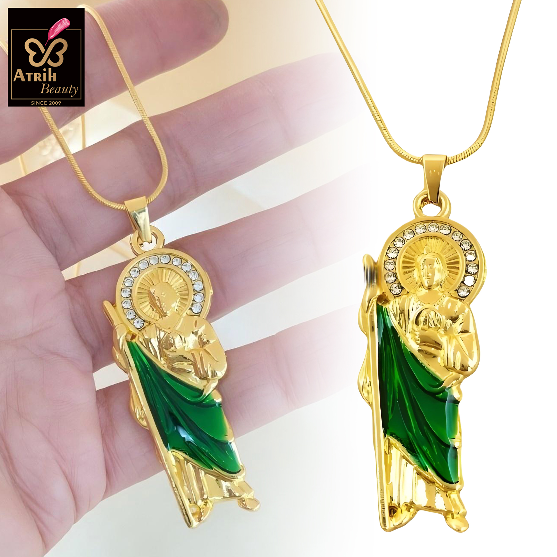Gold Plated Classic Saint Jude Medal Necklace Chain