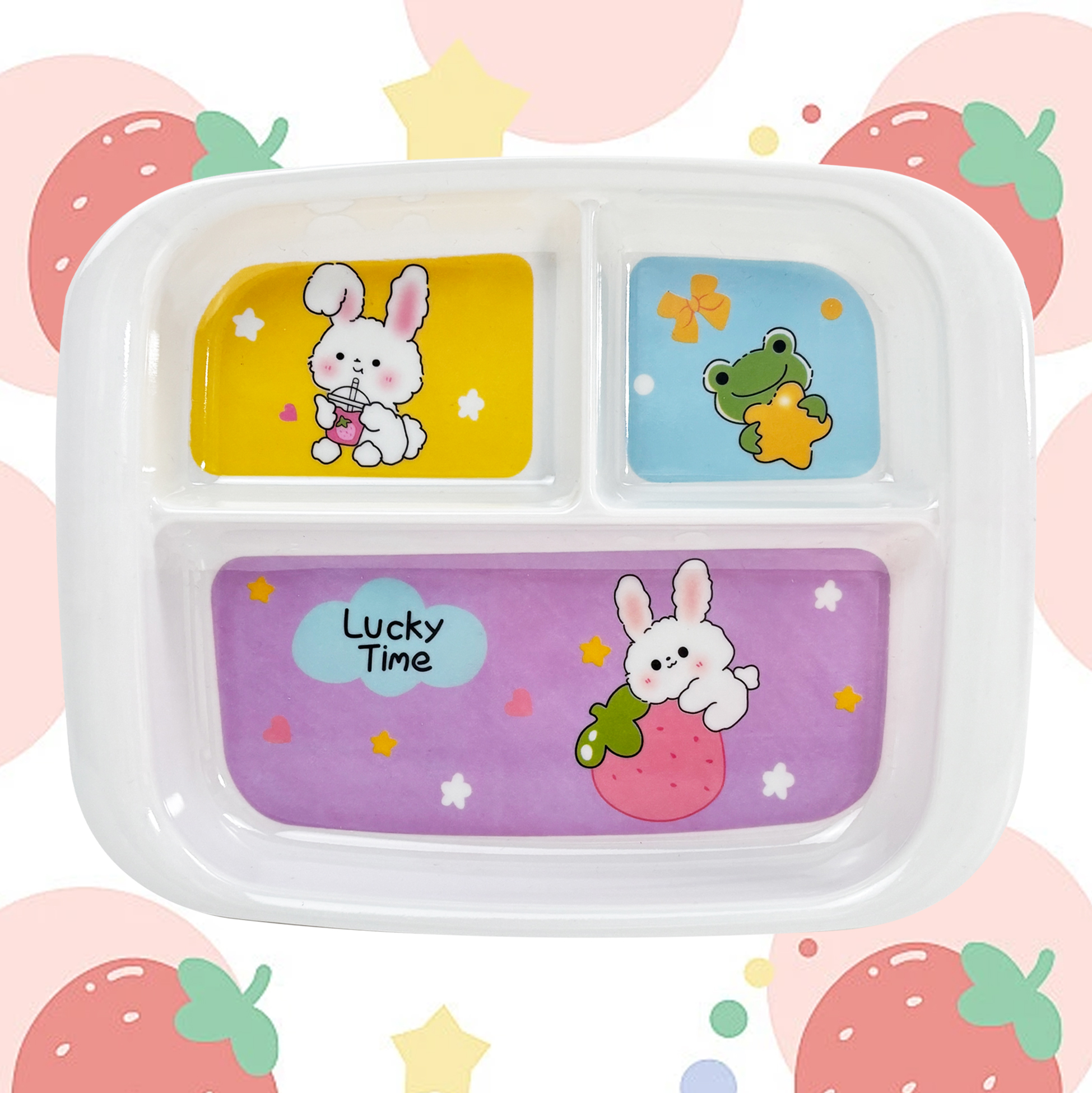 Kids' Melamine Divided Plate with Cute Cartoon Design