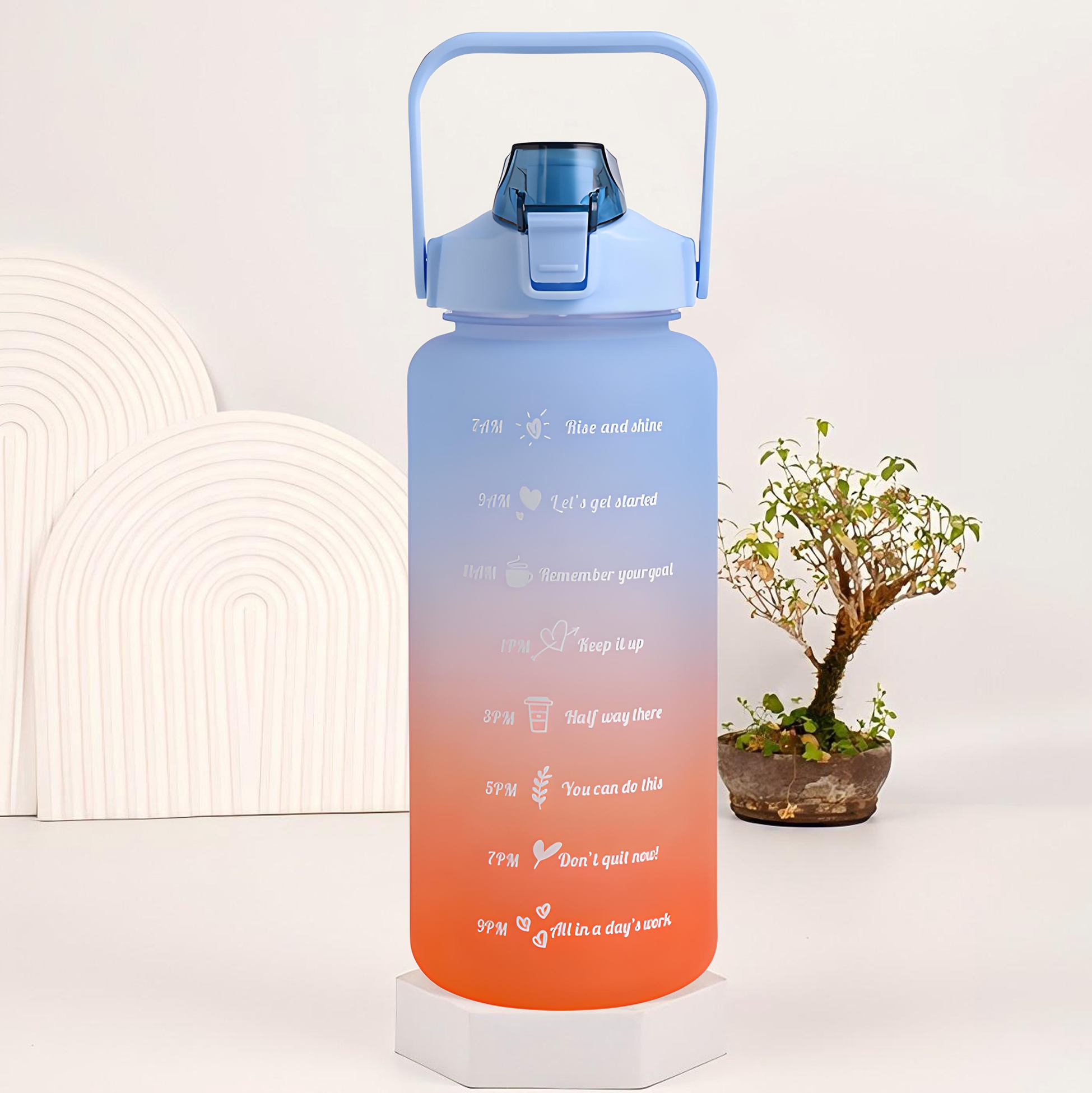 2L Large Capacity Motivational Water Bottle