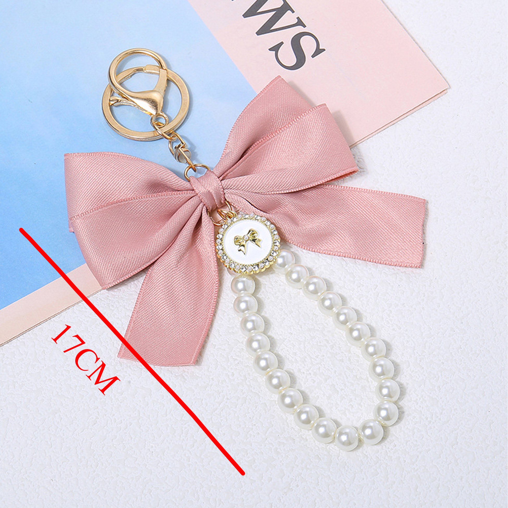 Green Bow - Adorned Pearl Keychain