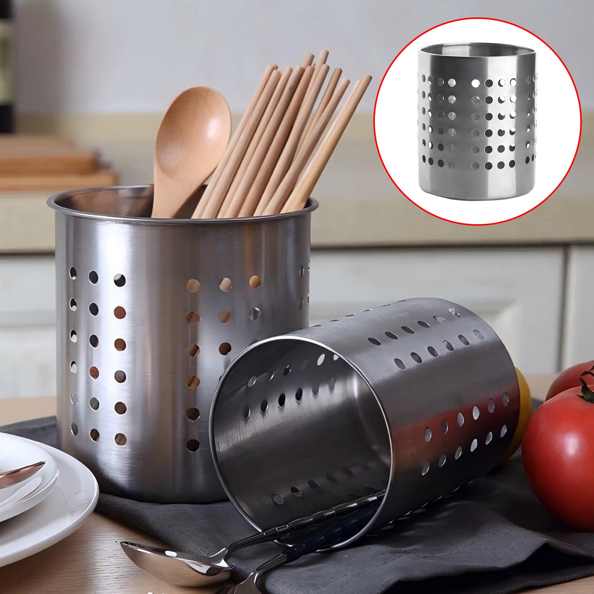 Stainless Steel Perforated Utensil Drainer