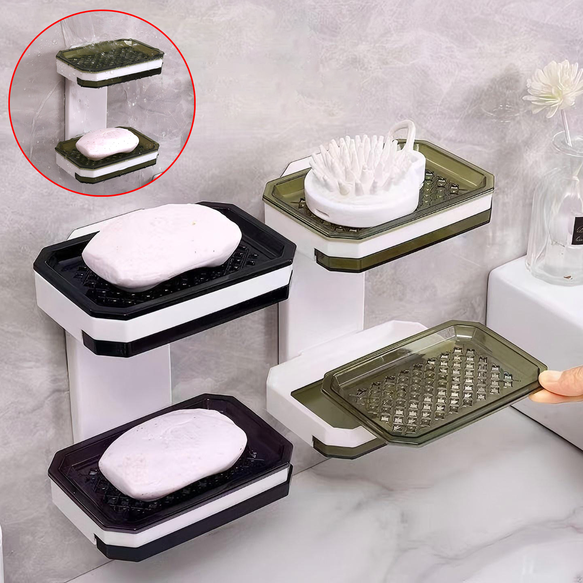 Double Layer Plastic Wall Mounted Soap Holder