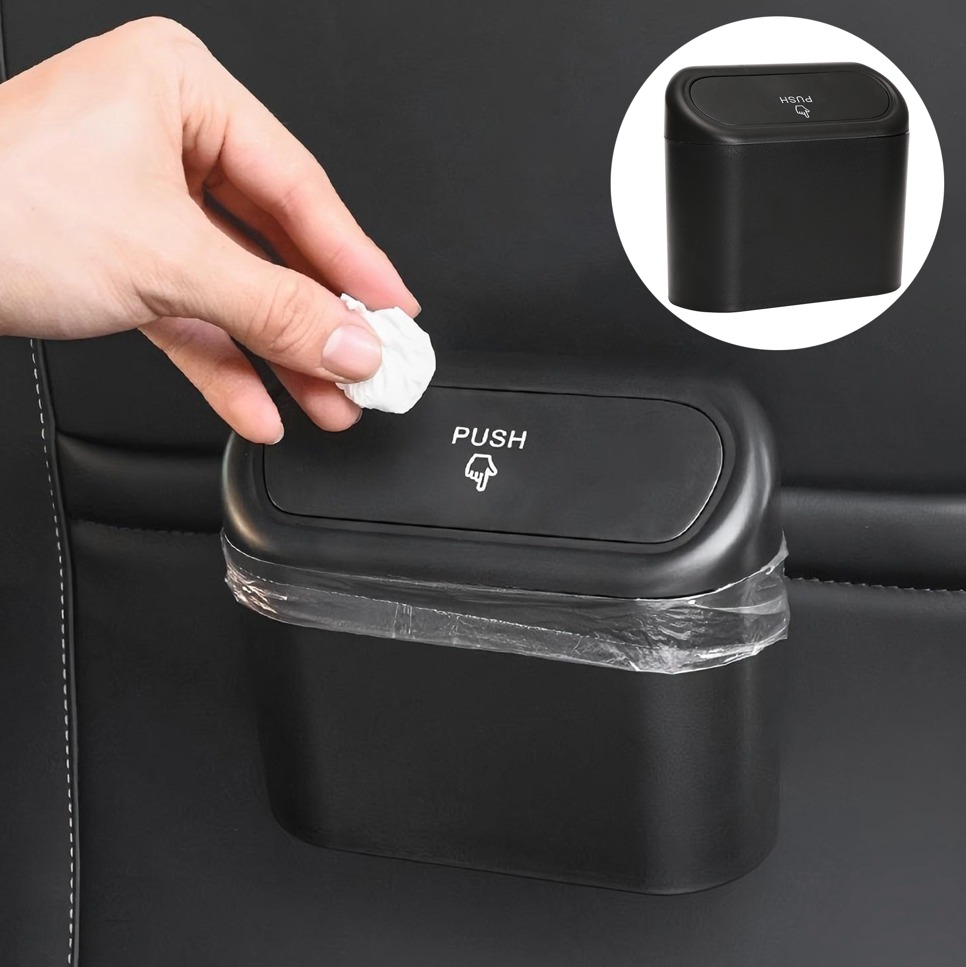 Black Touch Open Desktop Trash Bin