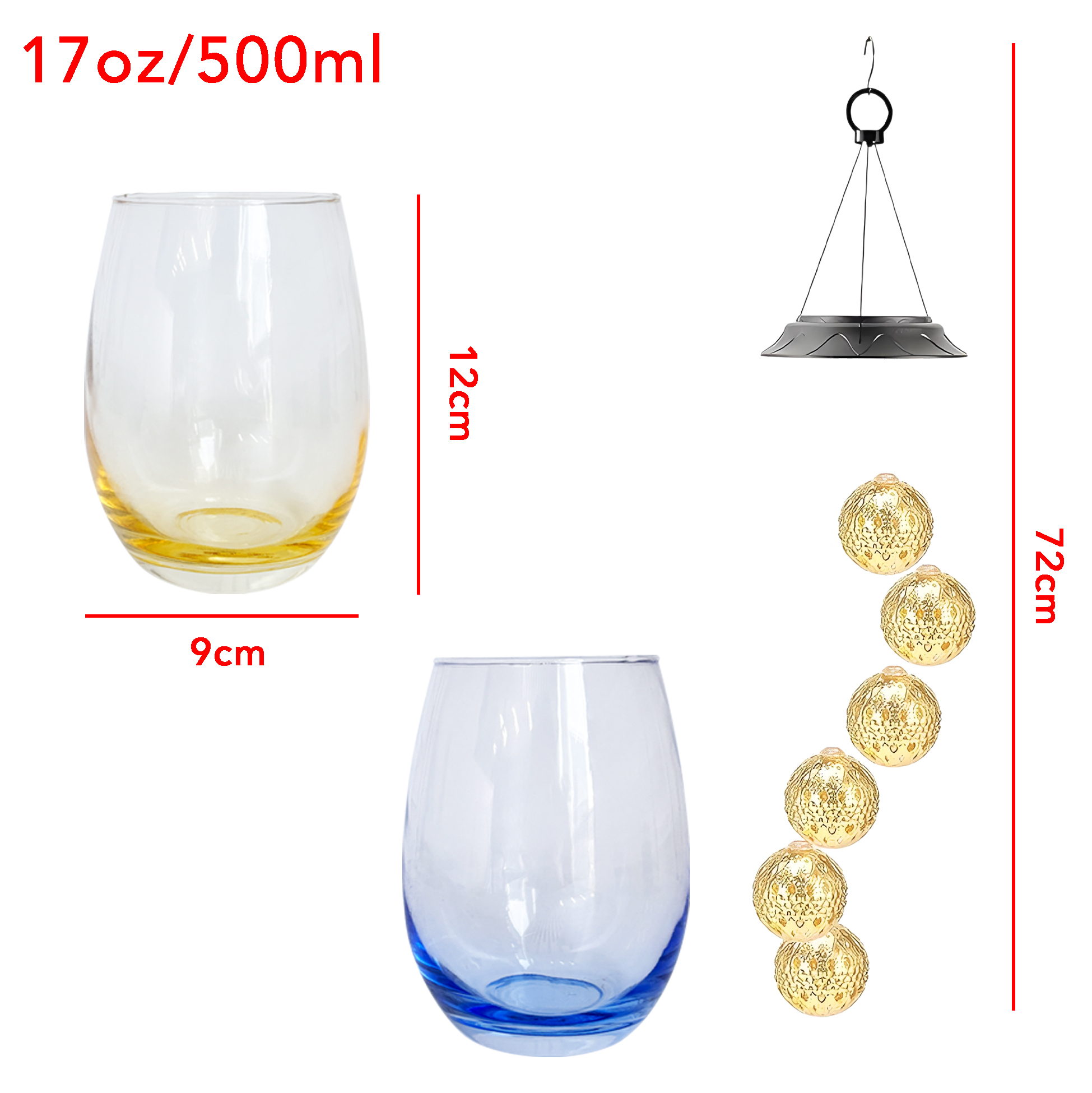 Romantic Wine Glass & Hanging Night Light Set