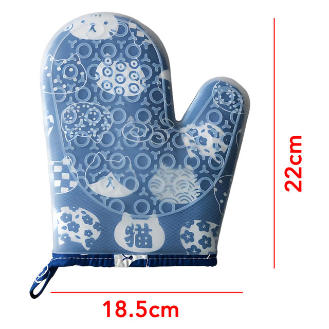 Blue Cartoon Patterned Silicone Oven Mitt