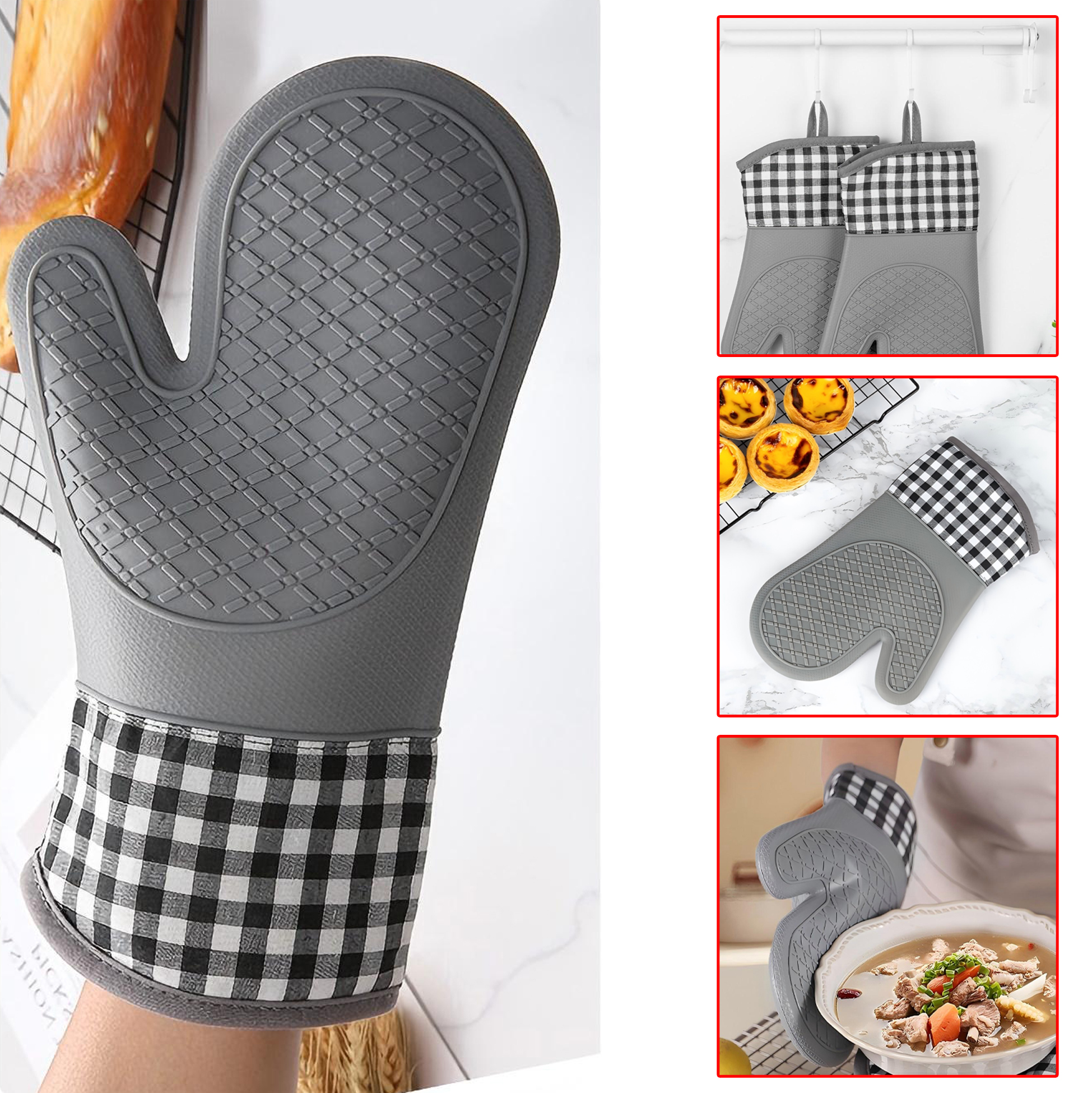 Stylish Grey Silicone Oven Mitt