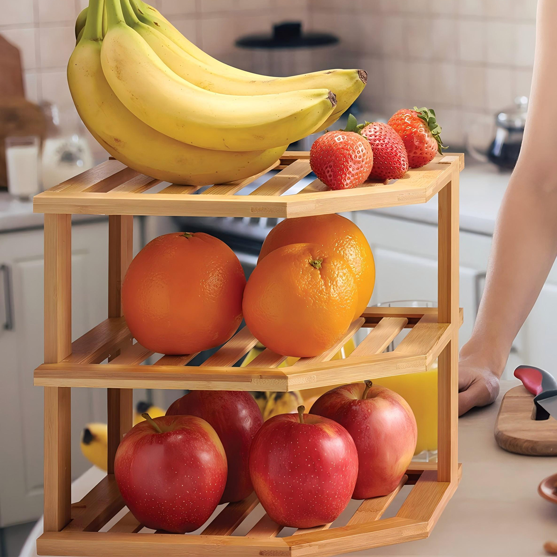 3-Tier Bamboo Plate And Dish Rack
