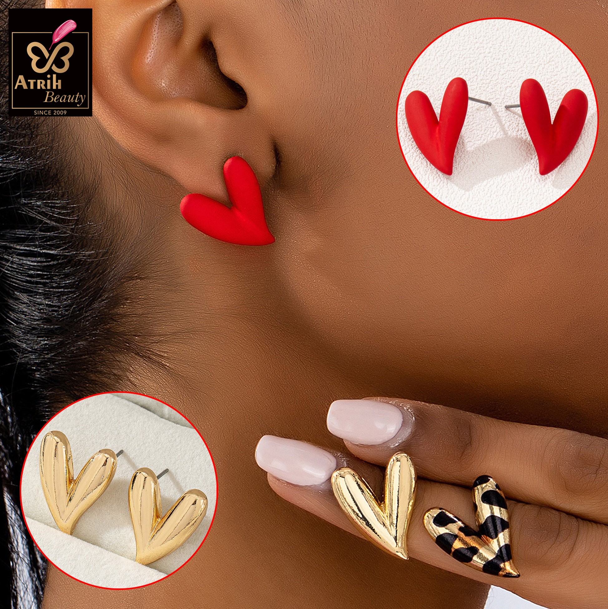 Heart Shaped Stud Earrings