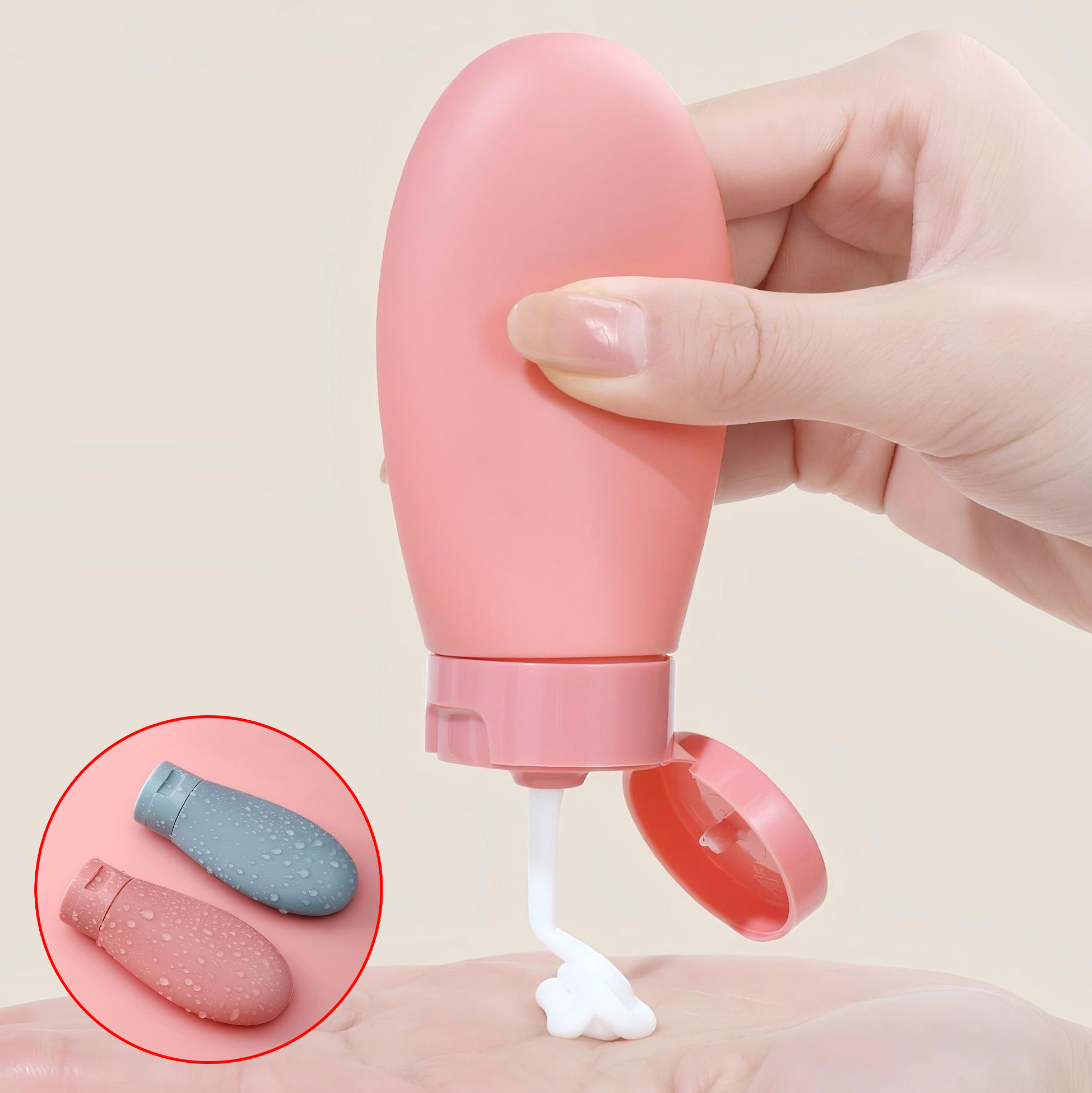 4 Piece Set of Travel Sized Squeezable Cosmetic Bottles