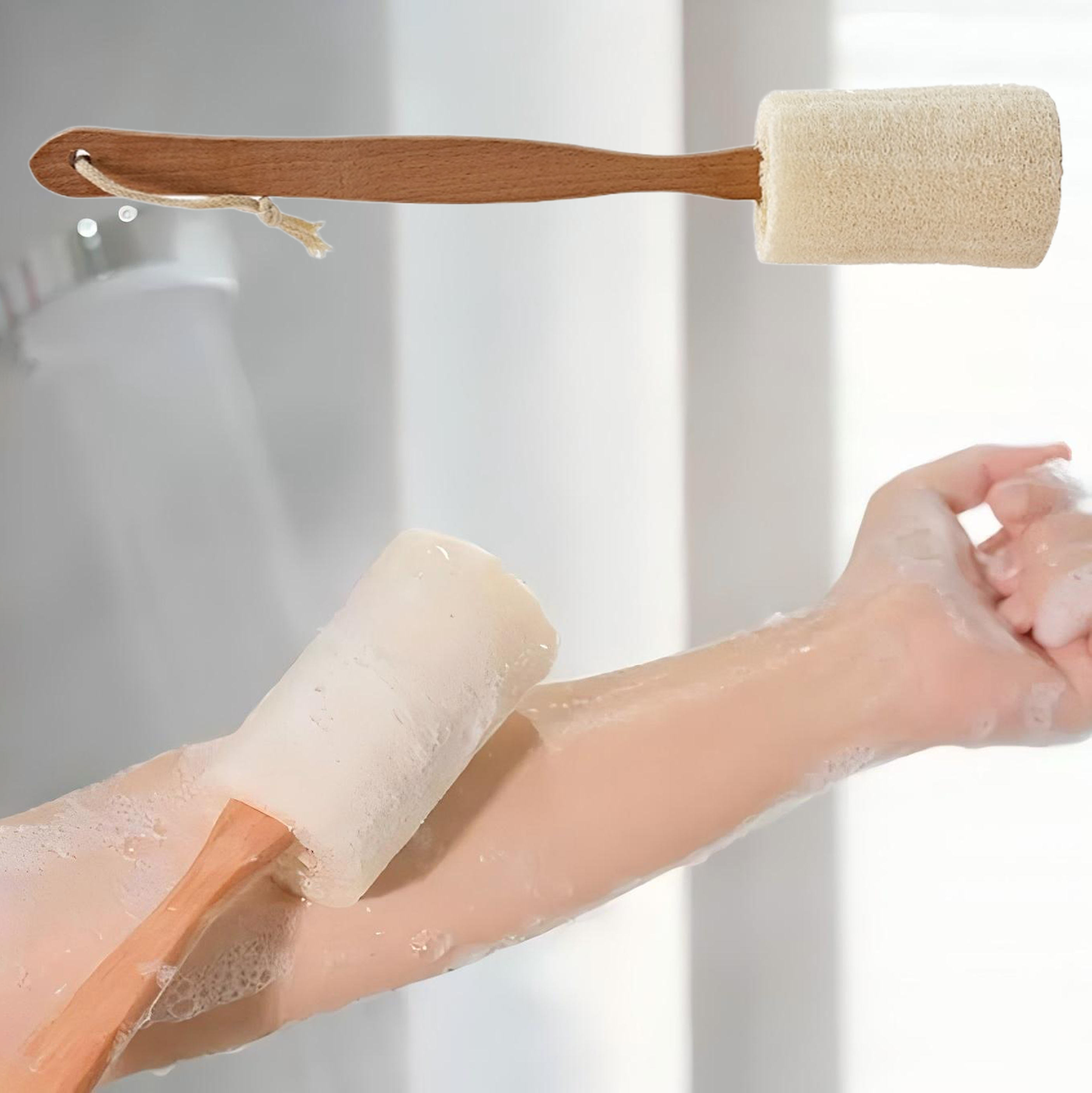 Wooden Handle Loofah Bath Sponge