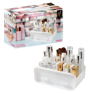 White Double Drawer Cosmetic Organizer