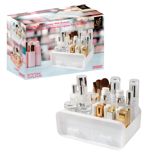 White Double Drawer Cosmetic Organizer
