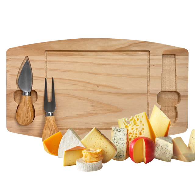 Dual Tool Wooden Cheese Serving Board