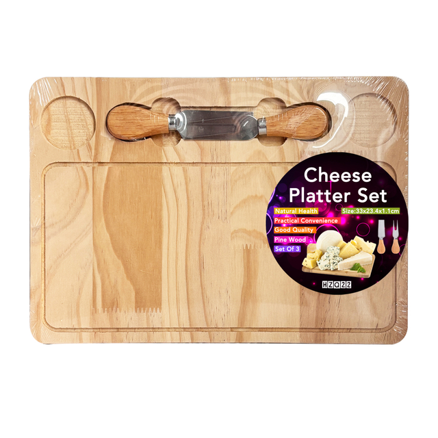 Wooden Cheese Board Set with 2 Tools