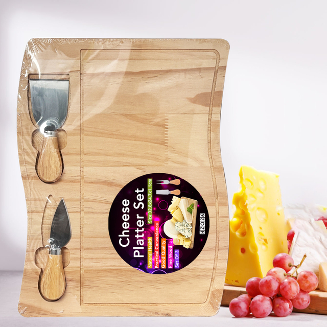 Dual Tools Wooden Cheese Serving Board