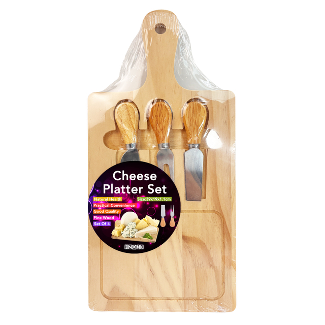 Wooden Cheese Board Set with 3 Tools