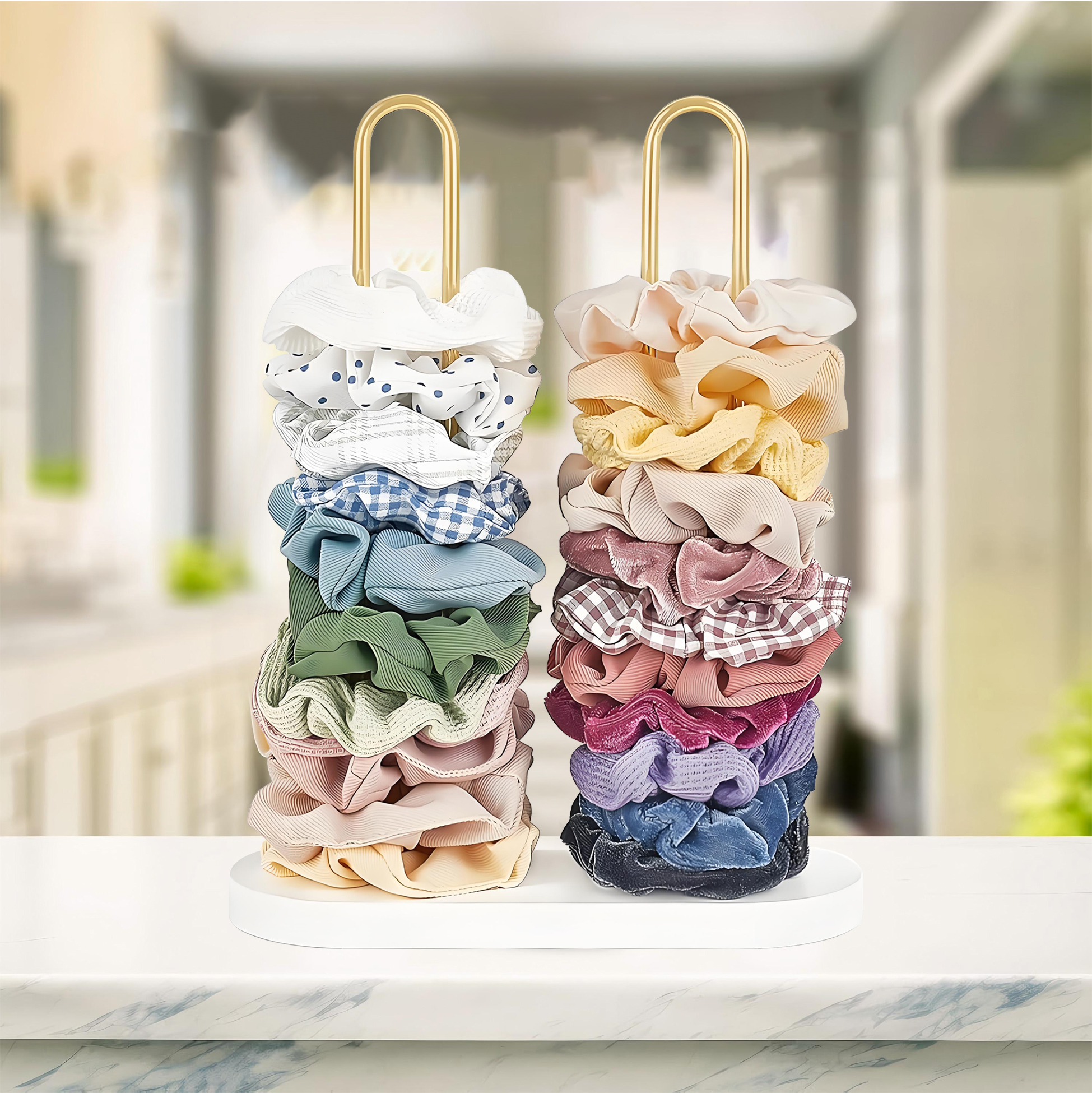 Gold Metal Scrunchie Organizer Rack for Hair Ties