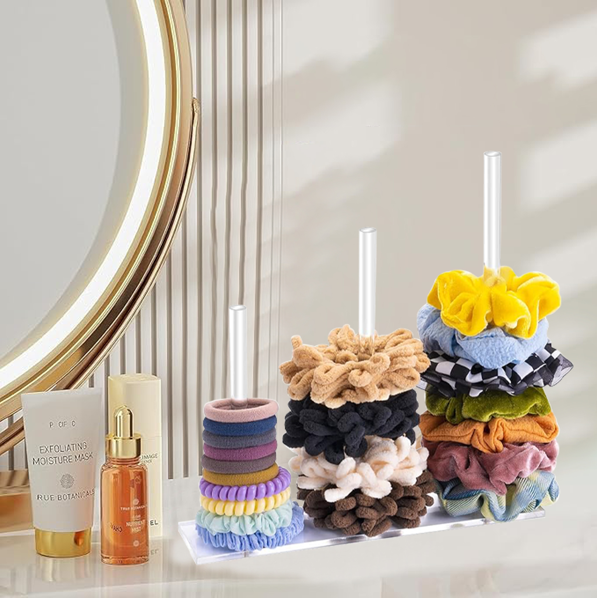 Clear Acrylic Hair Scrunchie & Tie Organizer Rack