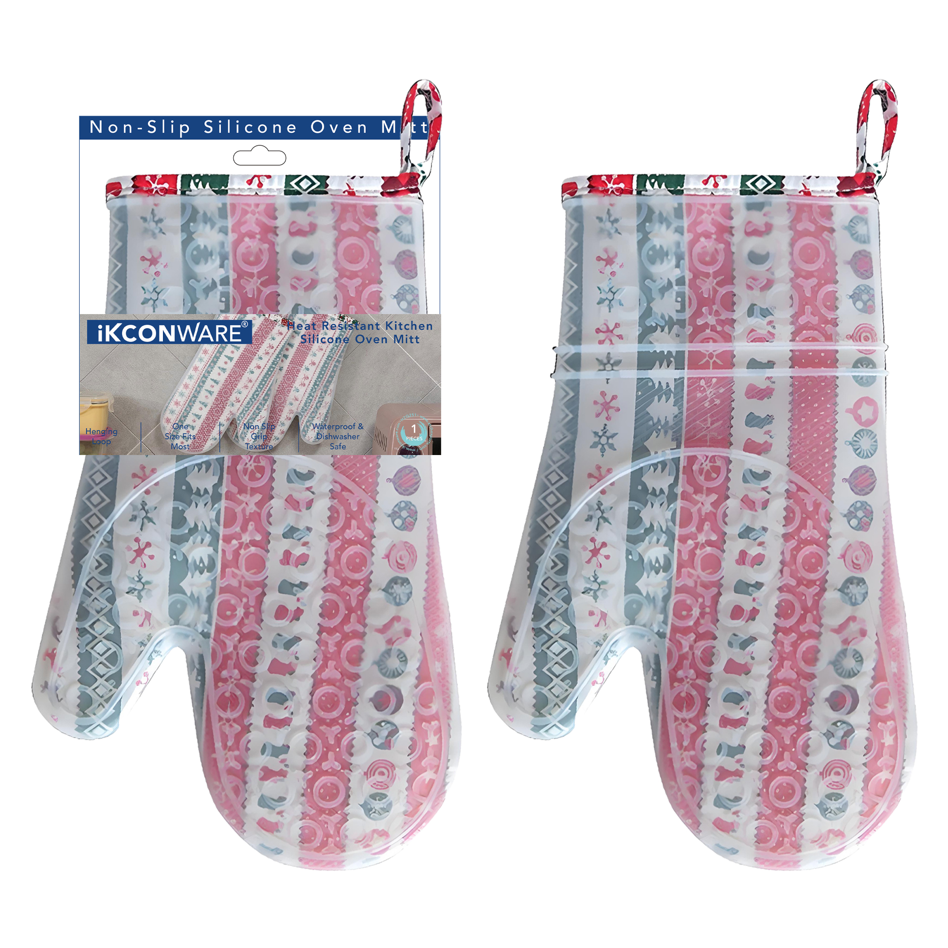 Festive Patterned Silicone Oven Mitt