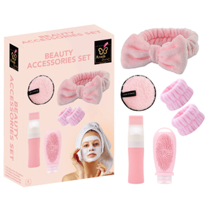 Pink Skincare & Hair Accessory Set of 6