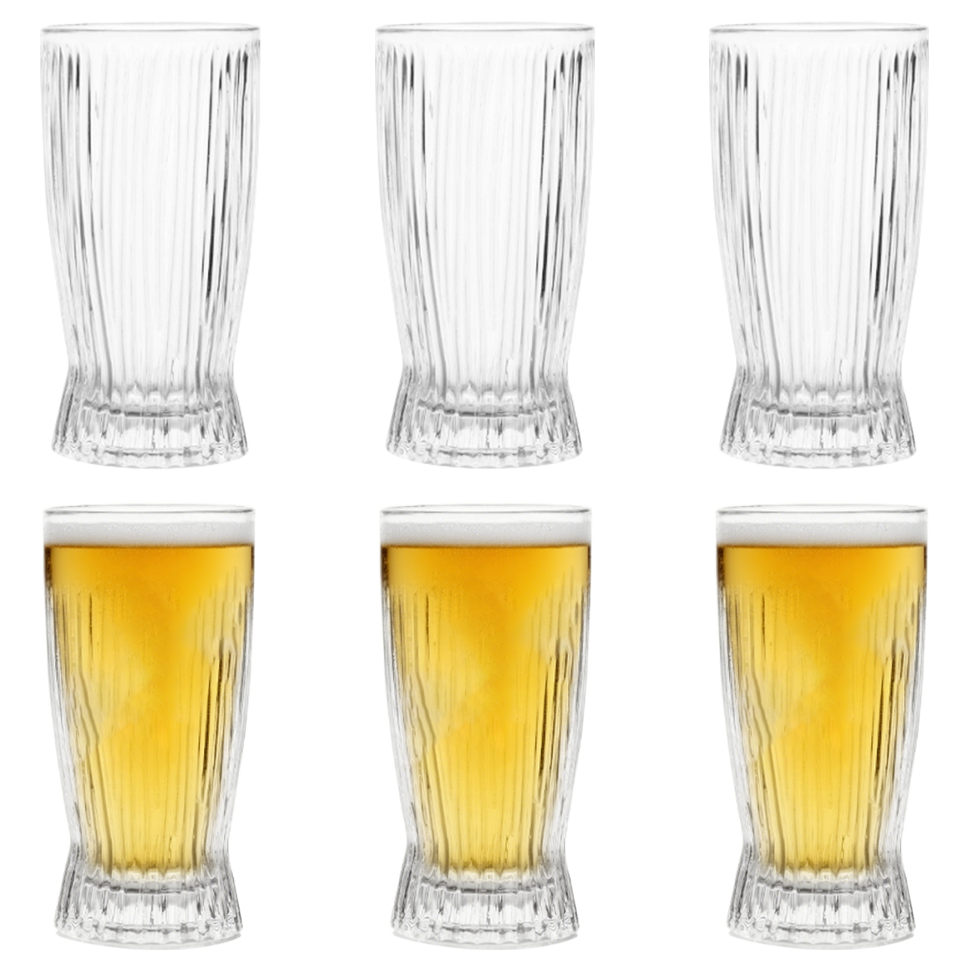 6-Piece Ribbed Beer Glass Set