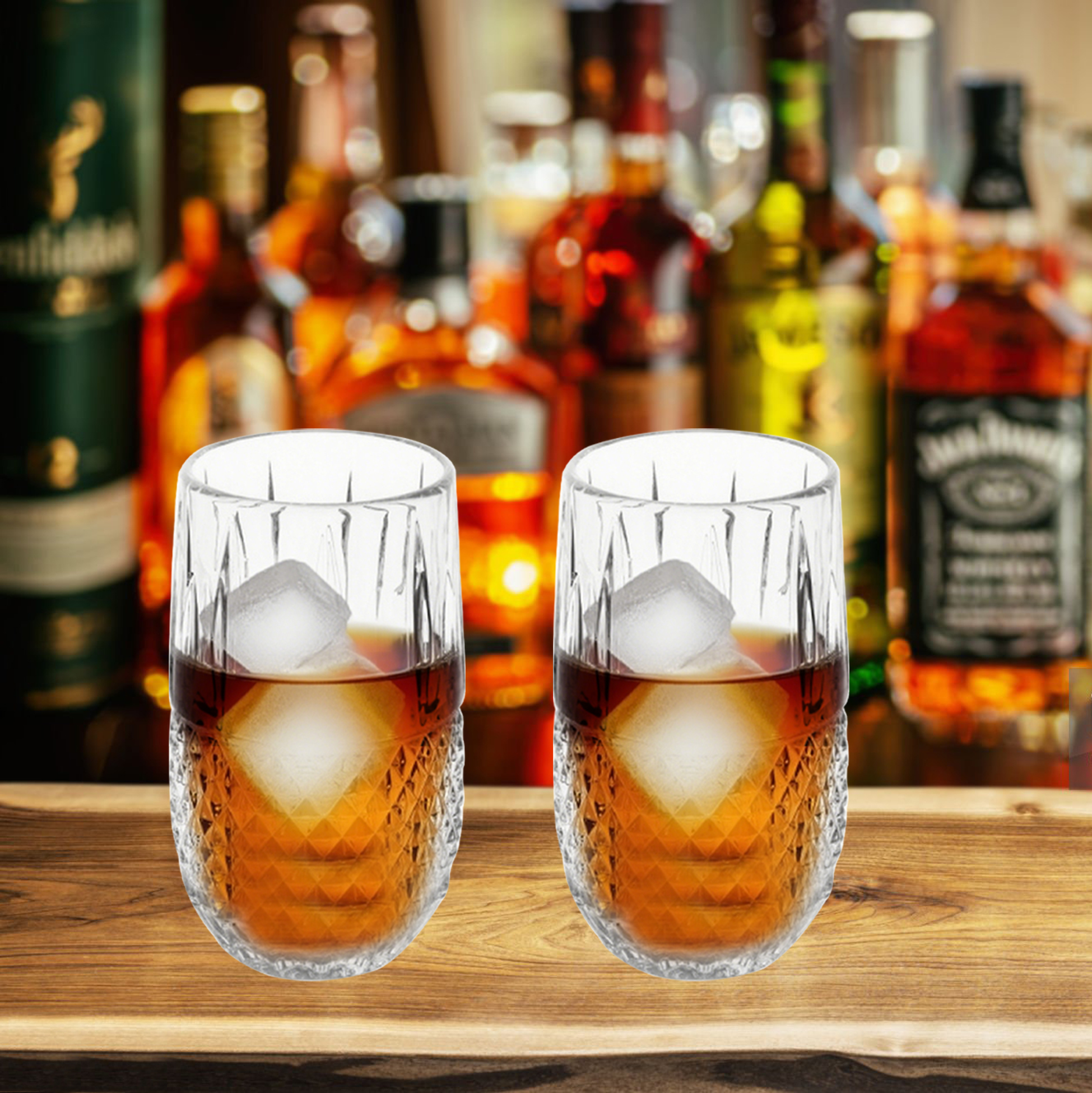6-Piece Diamond-Patterned Whiskey Glass Set