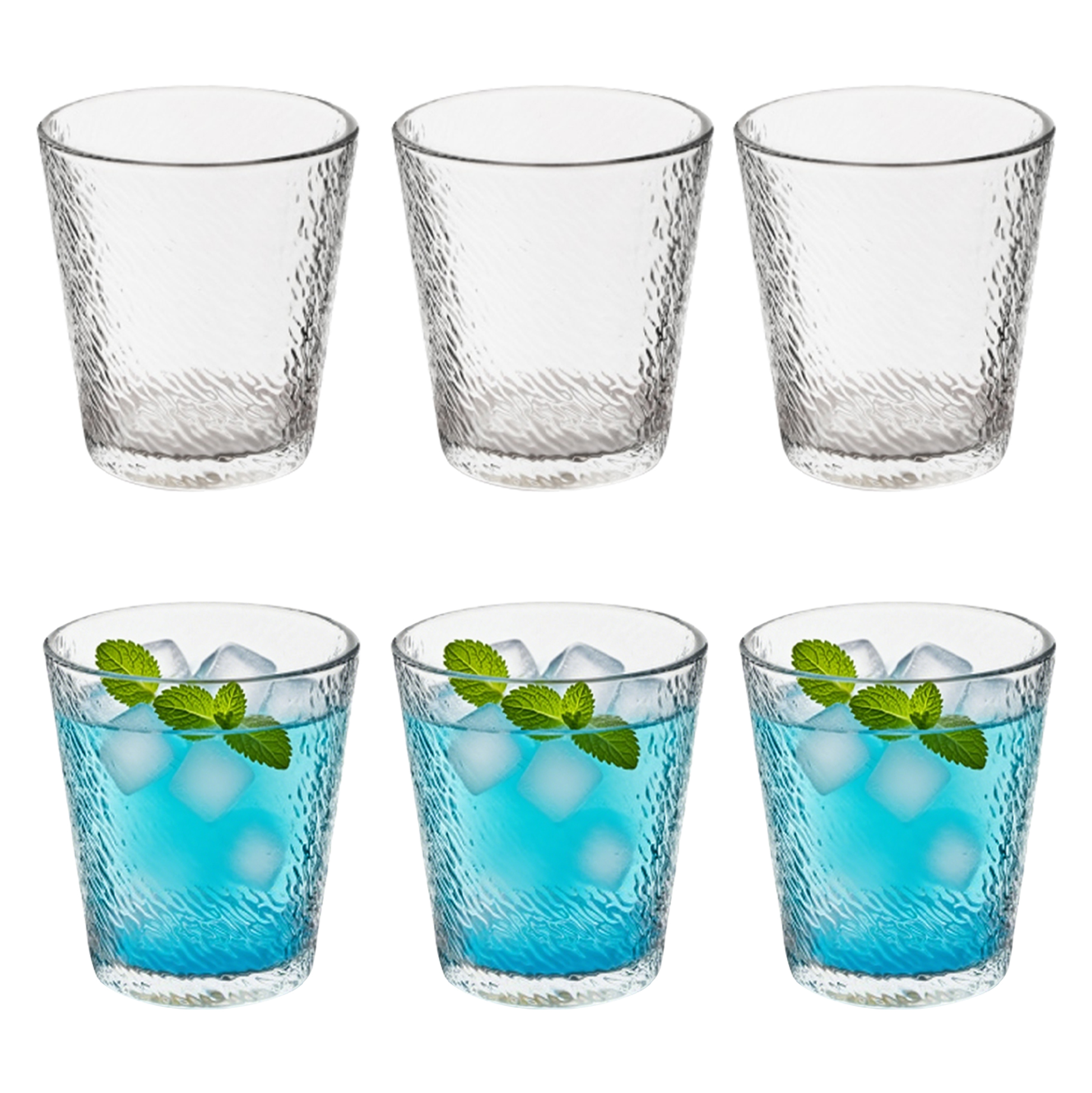 6-Piece Hammered Textured Glass Tumbler Set