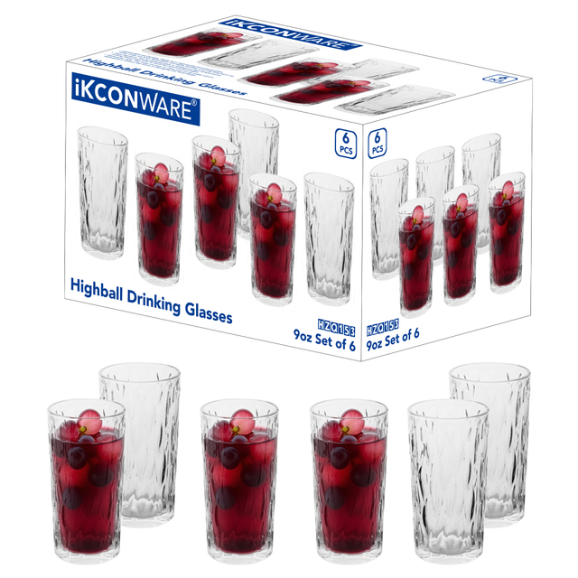 6-Piece Textured Highball Glass Set