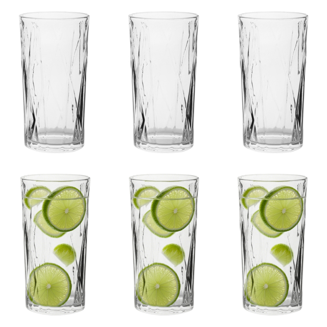 6-Piece Diagonal-Cut Highball Glass Set
