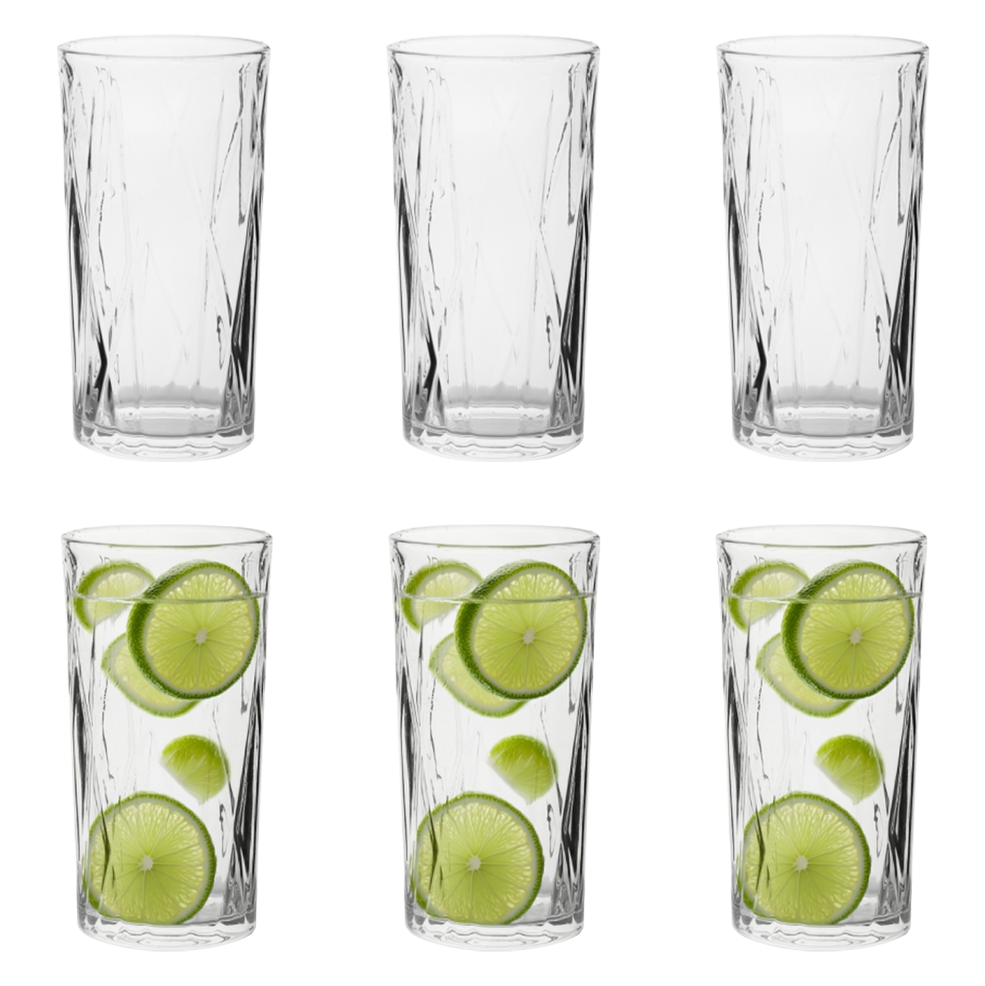 6-Piece Diagonal-Cut Highball Glass Set