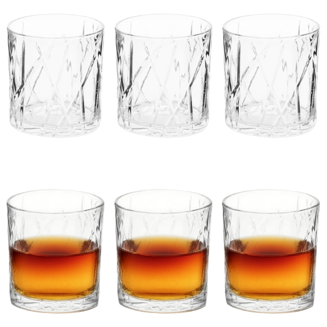 6-Piece Diamond-Cut Whiskey Glass Set