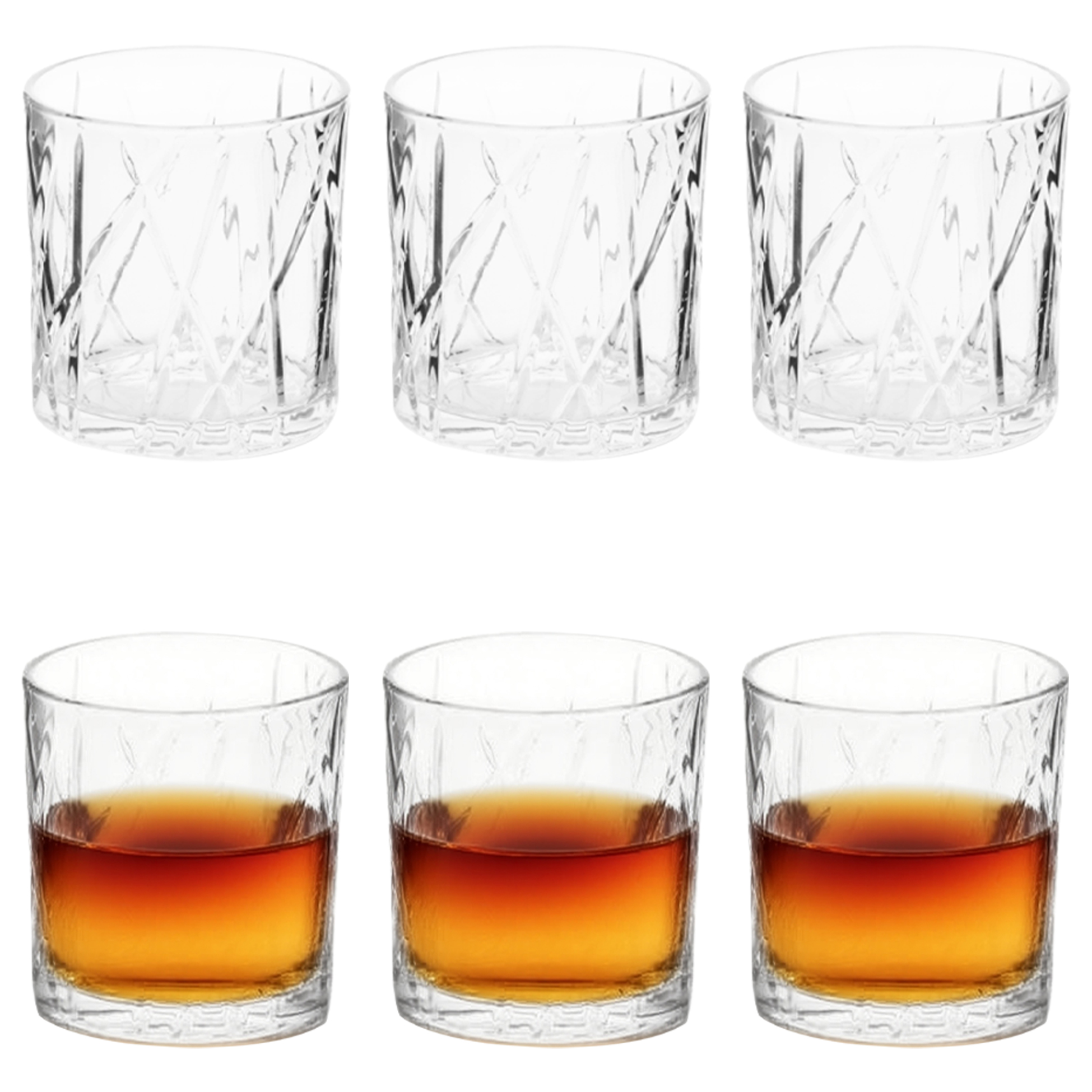 6-Piece Diamond-Cut Whiskey Glass Set