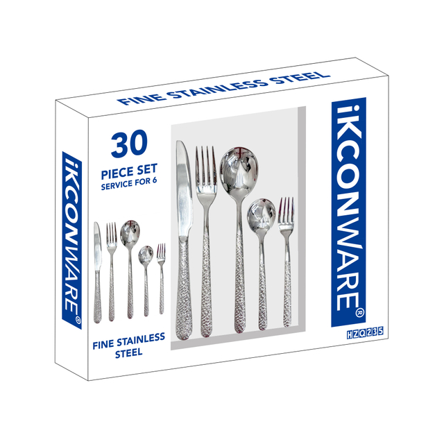 30-Piece Textured Silver-Plated Cutlery Set