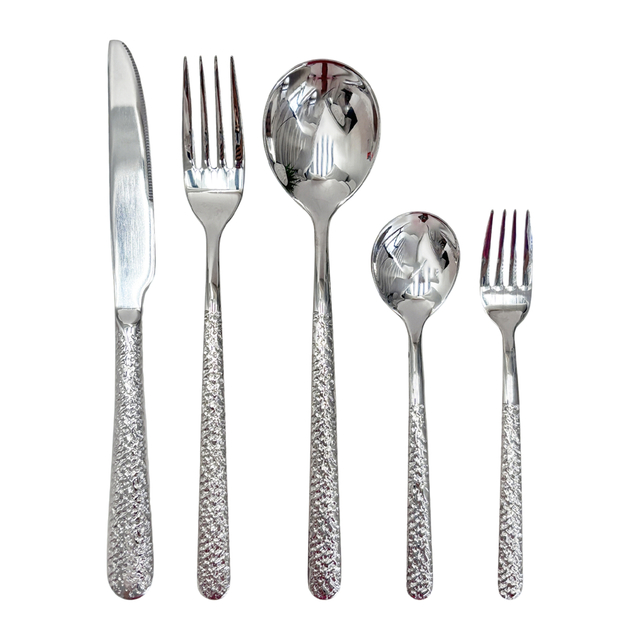 20-Piece Textured Silver-Handle Cutlery Set