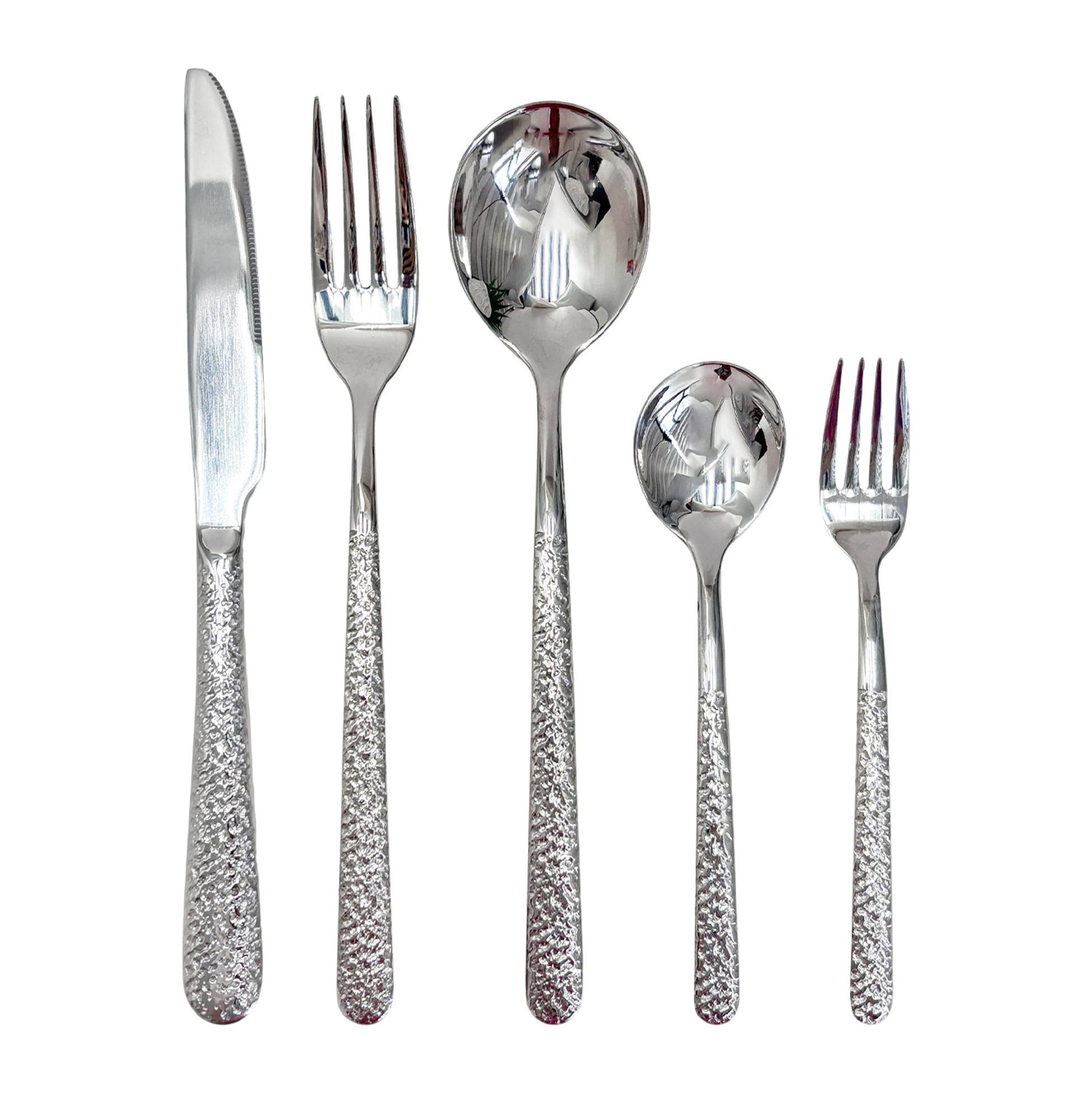 20-Piece Textured Silver-Handle Cutlery Set