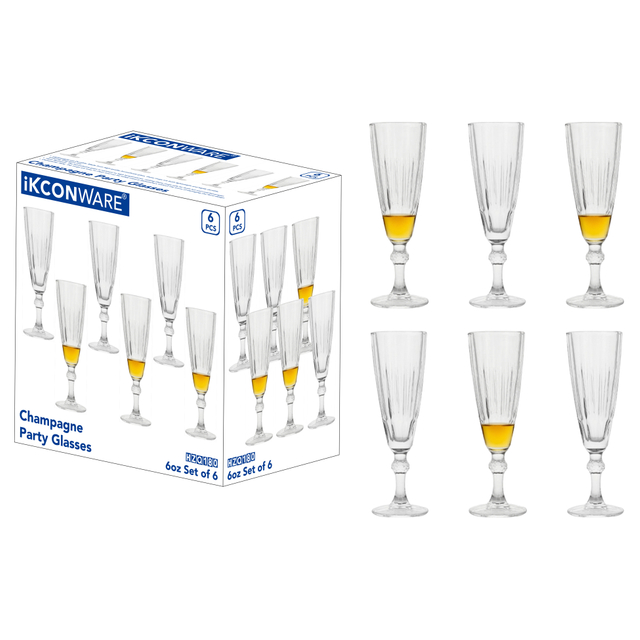 6-Piece Ribbed Champagne Flute Set