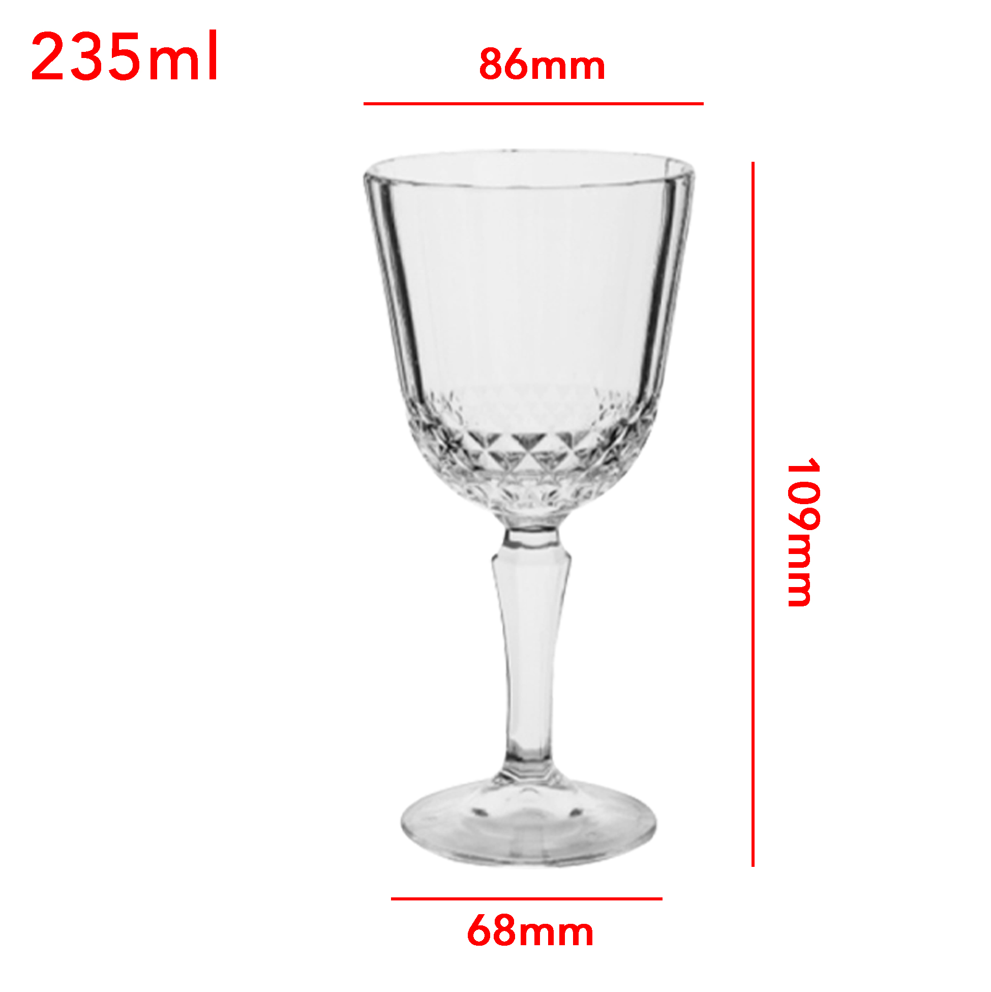 6-Piece Diamond-Cut Wine Glass Set