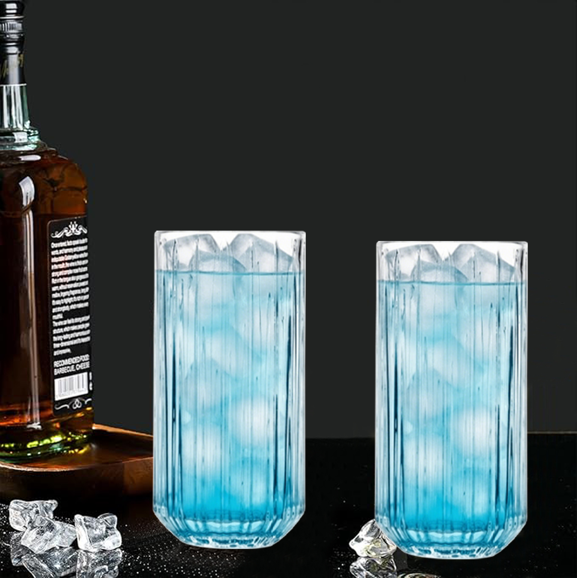 6-Piece Ribbed Highball Glass Set