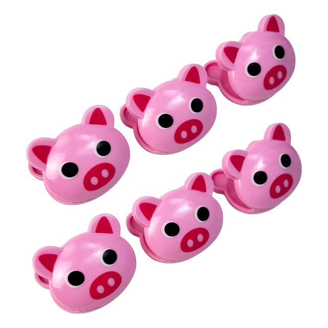 Pink Pig-shaped Plastic Clip Set of 6