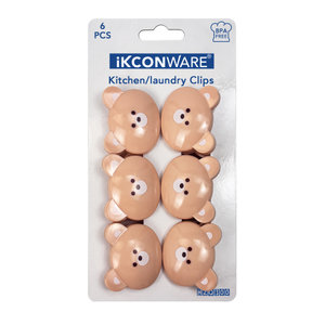 Brown Bear-Shaped Plastic Clip Set of 6