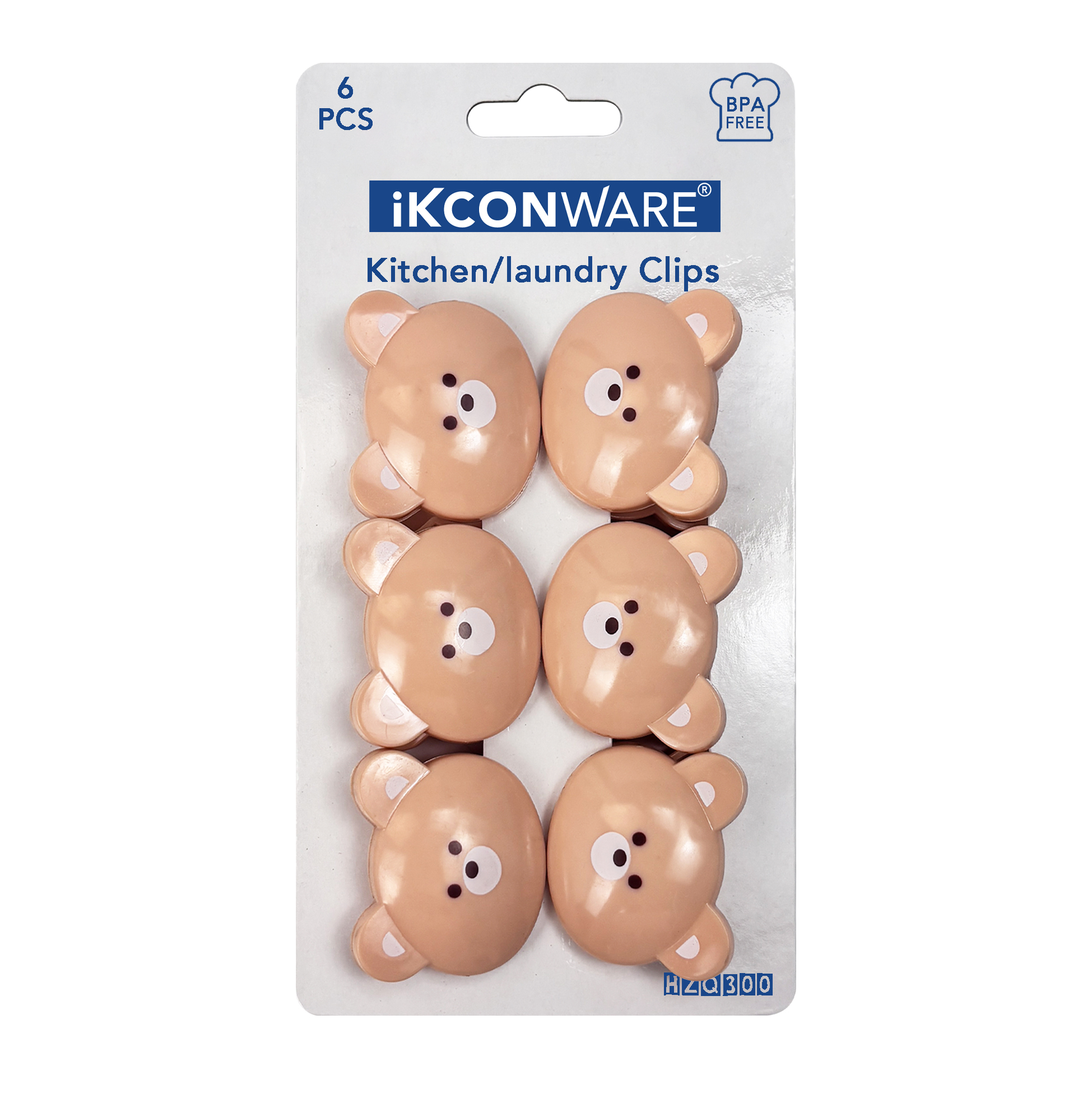 Brown Bear-Shaped Plastic Clip Set of 6